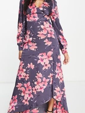 Liquorish dress from asos purple dress with pink flowers